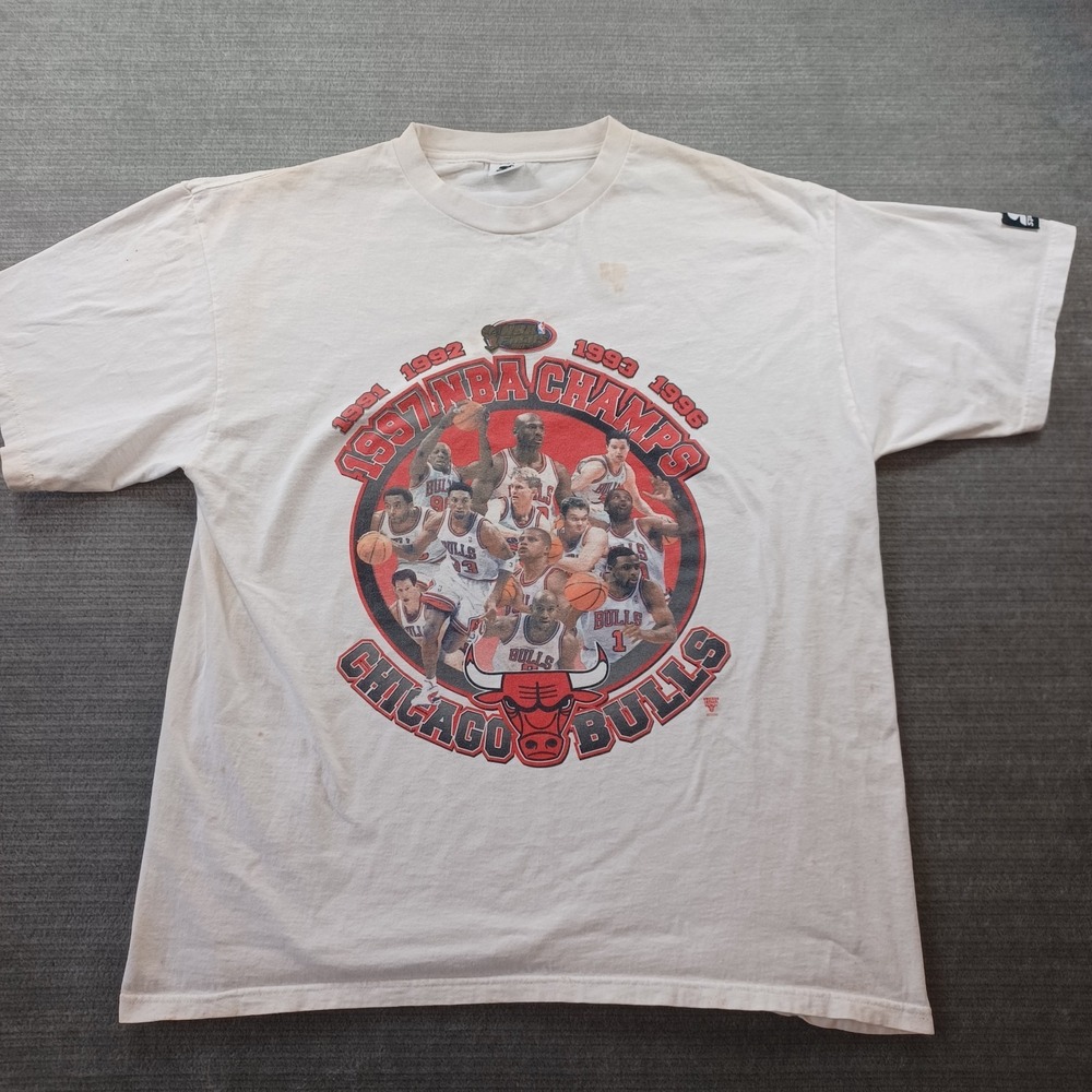 VTG‎ Chicago Bulls 1997 NBA Champs Finals Starter T-Shirt Mens XL Jordan Pippen